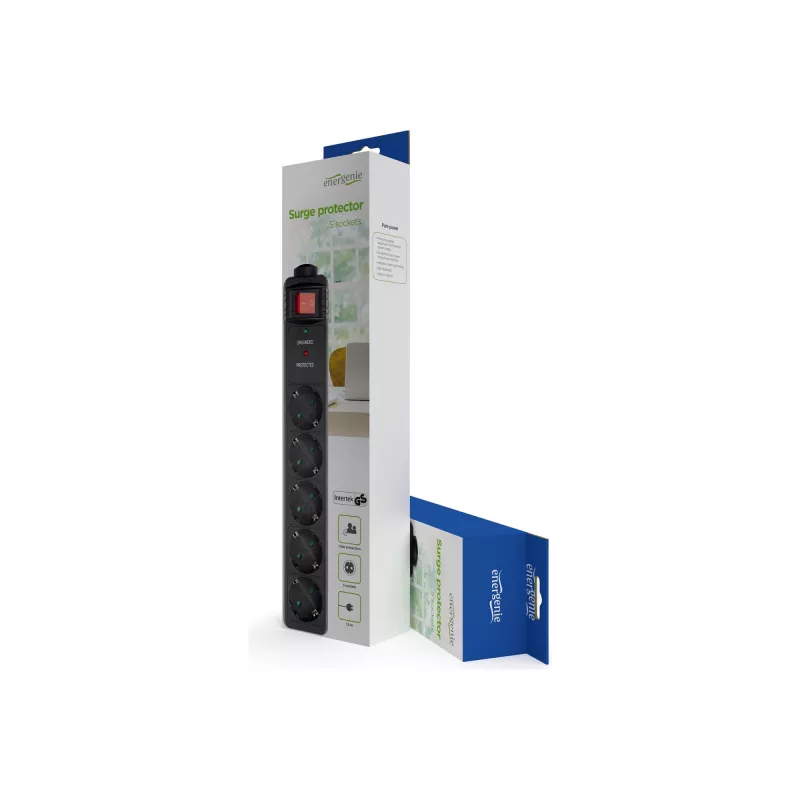 Gembird SPG5-C-5 stroomverdeler 1,5 m 5 stopcontacten zwart