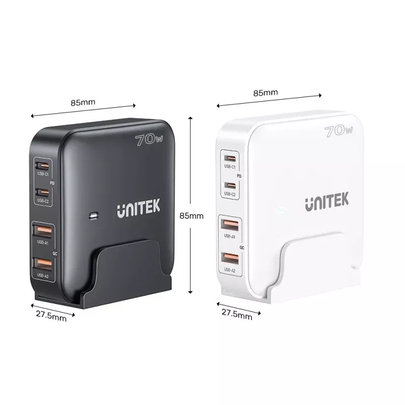 Bureau-oplader Unitek P1228AWH01-EU 70W 2×USB-A 2×USB-C