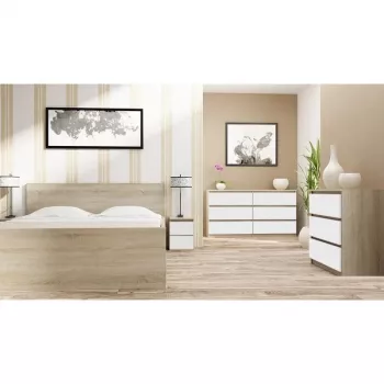 Topeshop M2 SONOMA MIX nachtkastje 2 lade(s) eiken, wit
