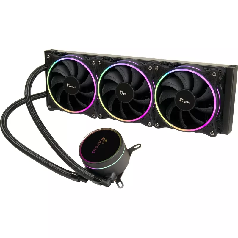 All-in-one-vloeistofkoeler INTER-TECH LC-360 RGB — 12-cm-ventilator, hydraulisch lager, zwart