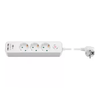 Goobay 3-voudig stopcontact met schakelaar en USB, 1,5m kabel, type F