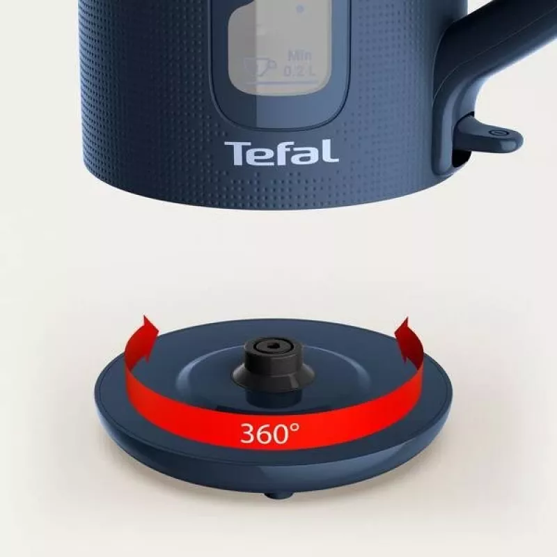 Elektrische waterkoker Tefal KO2M0410 — 1,7 L, 2400 W, blauw, waterniveau-indicator, antikalkfilter