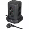 Stopcontacttoren Brennenstuhl 1153560010 — 8 stopcontacten, 2×USB-A, 1×USB-C, zwart