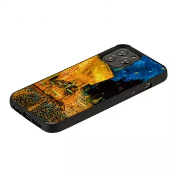 iKins hoesje voor Apple iPhone 12 / 12 Pro – zwart, design Café Terrace