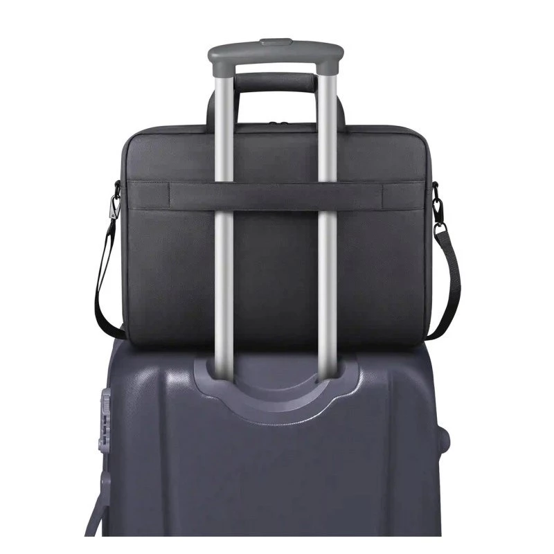 Laptoptas DEFENDER FIRM 26123 voor 15,6 inch laptops, polyurethaan, zwart, toploader, afneembare schouderriem