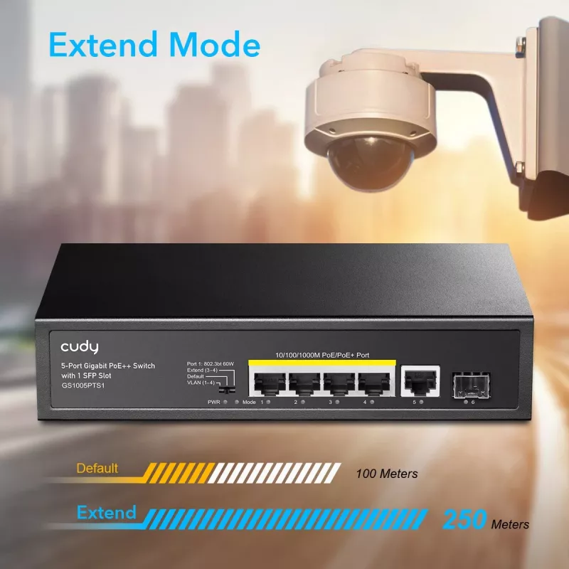 Cudy GS1005PTS1 netwerkswitch Gigabit Ethernet (10/100/1000) Power over Ethernet (PoE) zwart
