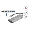 USB-C-hub DELOCK 64323 — USB 3.2 Gen 2 Type-C-host, HDMI + 2× USB-A + 2× USB-C, 10 Gbit/s, grijs