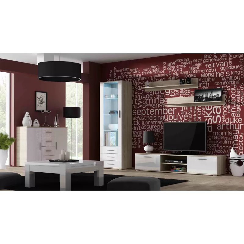 Cama woonkamer-sideboard UNI Sonoma-eiken/wit glanzend