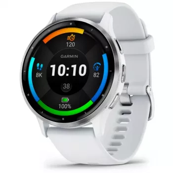Smartwatch GARMIN Venu 3 – 1,4 inch AMOLED, 45 mm behuizing, GPS, Wi-Fi, 8 GB, zilver/wit, siliconenband