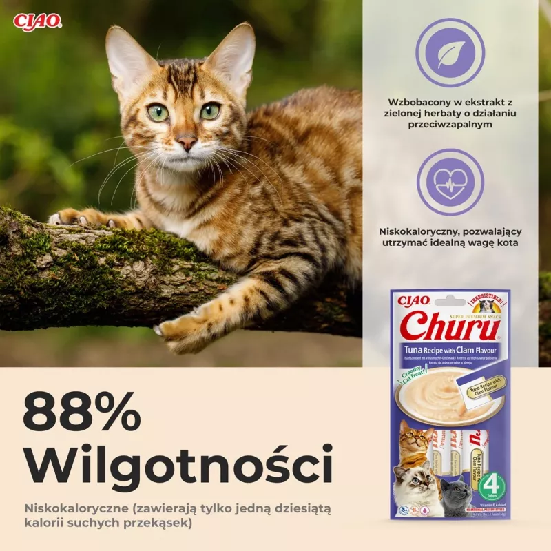 INABA Churu tonijn met schelpdiersmaak – kattensnack – 4x14 g