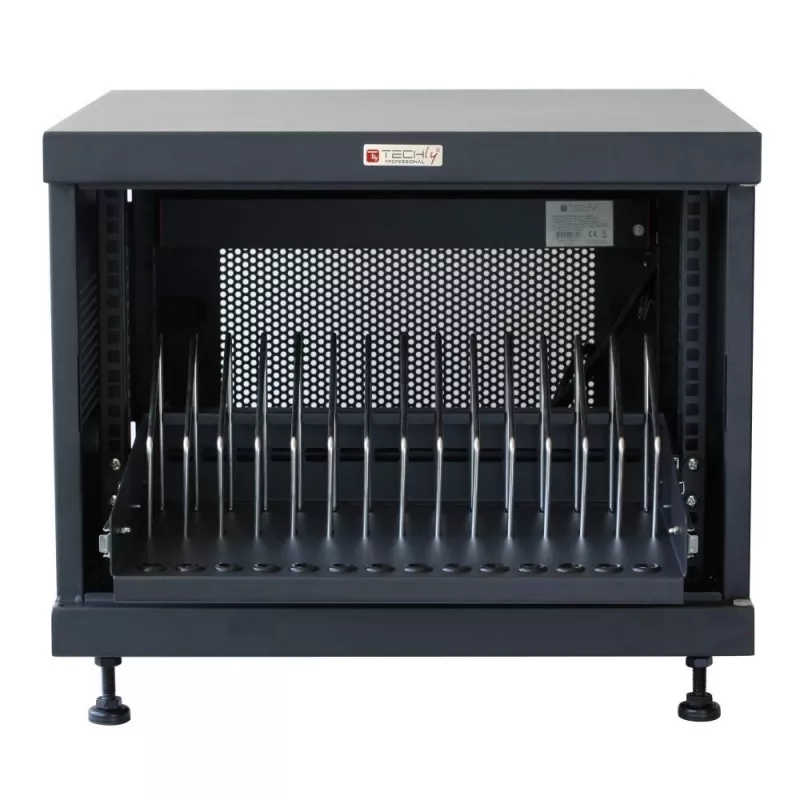 Rack-plank TECHLY 367652 kabelorganizer met 3M-kleefbevestiging, staal, 550×550×410 mm, zwart