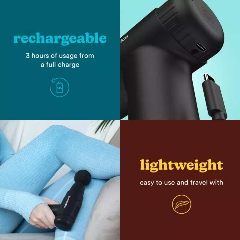 Perkussie-massagepistool HoMedics PGM-45BK mini draagbaar licht handzaam