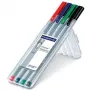 Fineliner Staedtler 334 SB4 zwart blauw groen rood