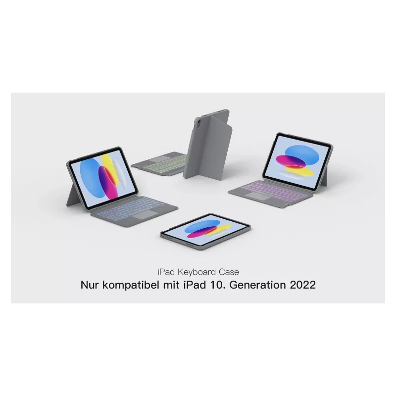 inateck toetsenbord iPad 11 iPad 10e gen. kom. QWERTZ grijs