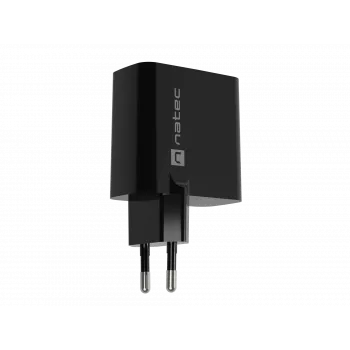 Bedrade oplader voor mobiele apparaten NATEC NUC-2145, 65 W, USB-C PD 3.0 + QC 3.0, 1x USB-C, 1x USB-A, 110–240 V, zwart
