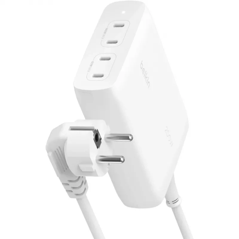 Belkin BoostCharge Pro 200 W 4-poorts USB-C GaN-wandlader, wit (WCH015VFWH)