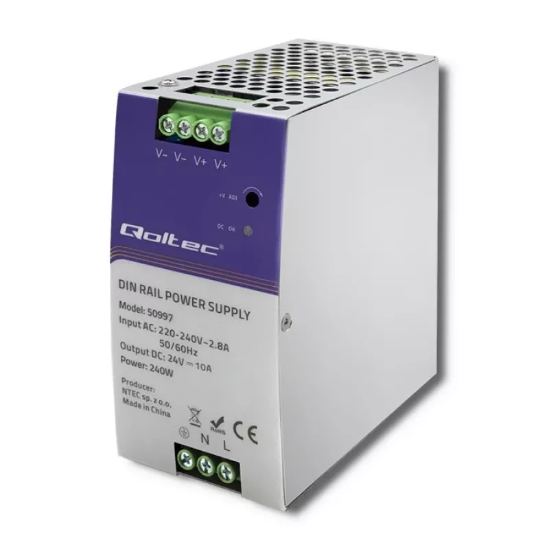 DIN-rail-voeding QOLTEC 50997 240W 24V 10A