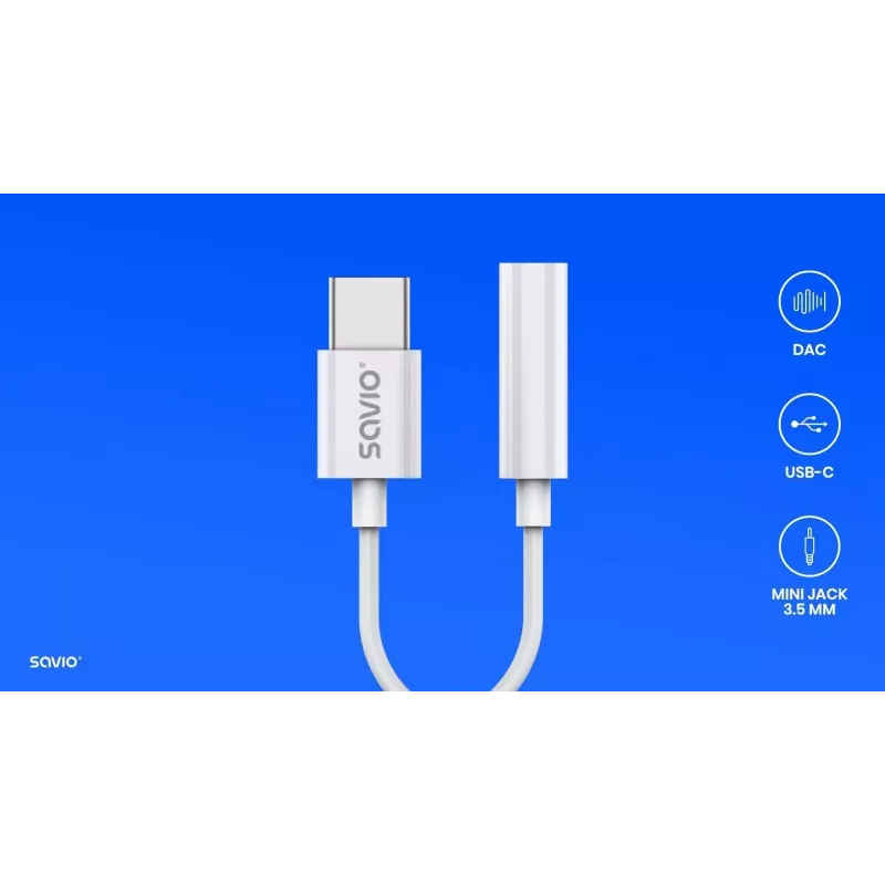 USB Type 3.1 C (M) – jack 3,5mm (F) audioadapter wit SAVIO AK-51