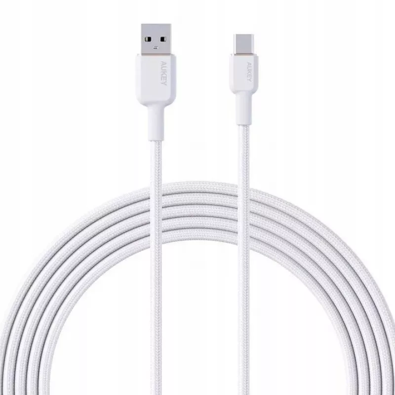 AUKEY CB-NAC1 witte nylon kabel USB-C naar USB-A