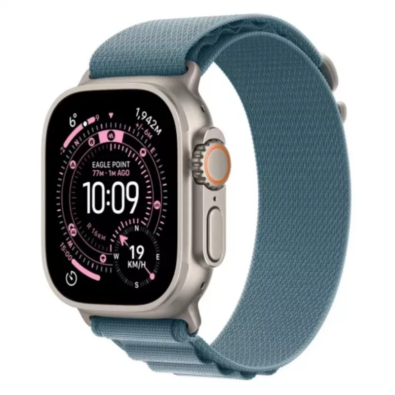 Watch Ultra 3 GPS + Cellular 49mm natural titanium behuizing met lichtblauwe Alpine Loop - Medium