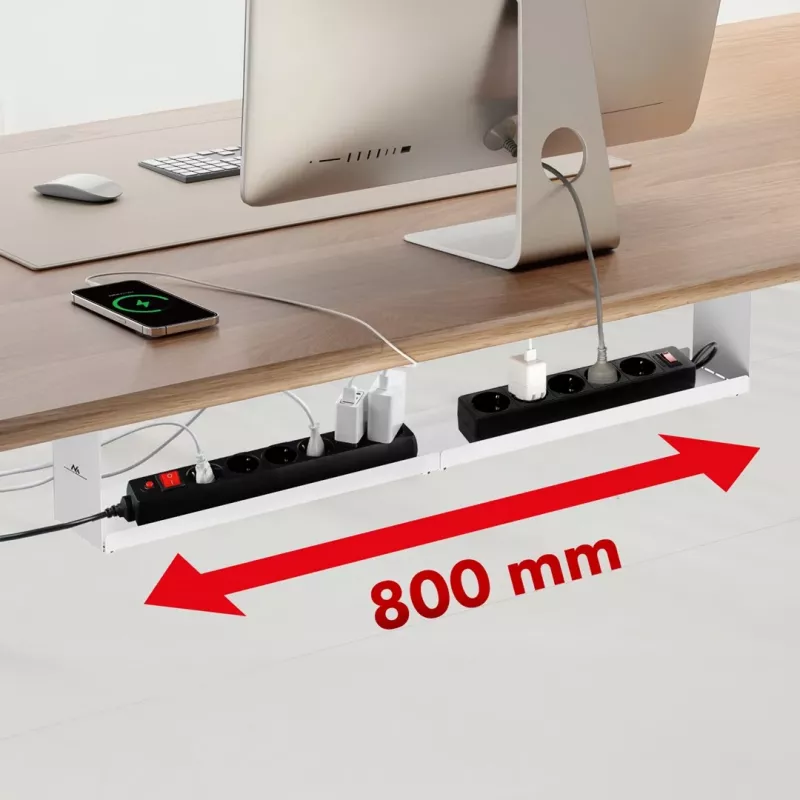 Maclean compacte kabelorganizer onder het bureau, max. belasting 5 kg, wit, MC-107 W