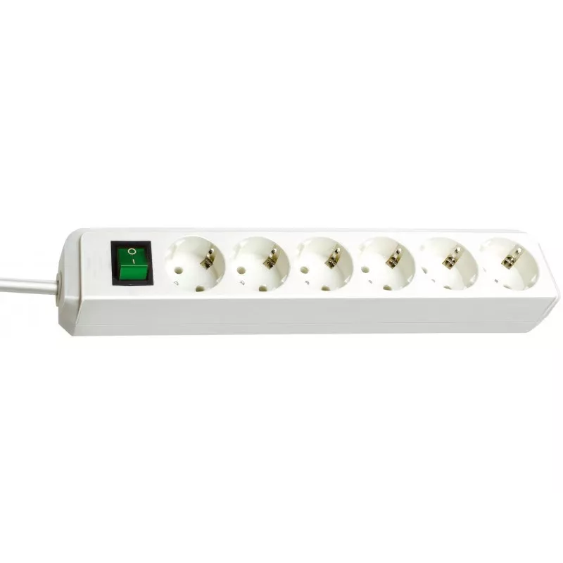Brennenstuhl Eco-Line stekkerdoos met schakelaar [6-voudig, wit, 1,5m]