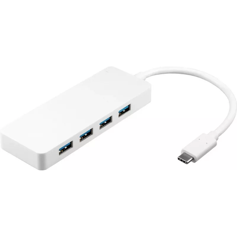 Wentronic Goobay USB-C™ 4x multiport adapter, wit - gelijktijdige aansluiting van 4x USB 3.0 A-bus op USB-C™-stekker (66274)