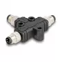 Kabelsplitter DeLOCK M8 T-splitter A-gecodeerd 4-pin 1 x stekker naar 2 x stekker