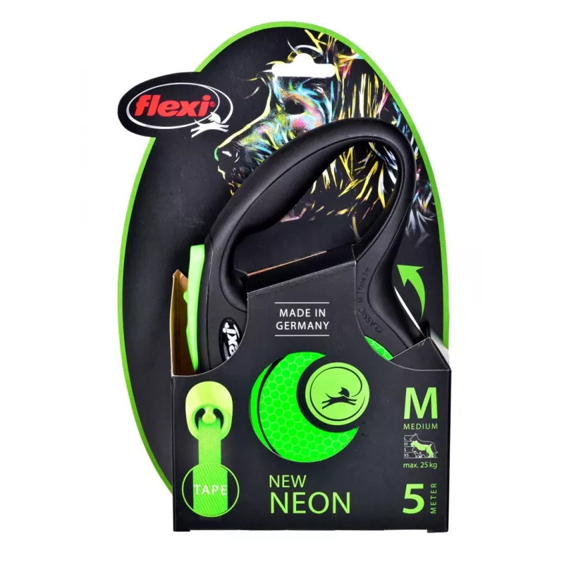FLEXI nieuw Neon M - rolriem - 5 m