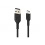 Gevlochten USB-C naar USB-A kabel 15cm zwart