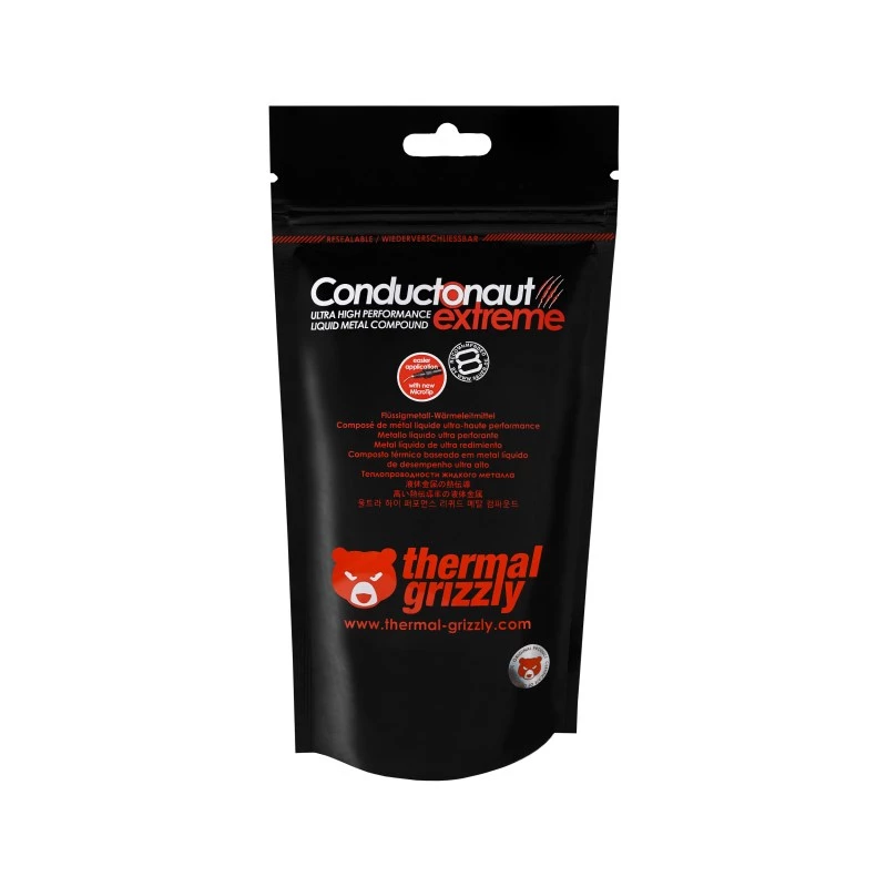 Thermal Grizzly Conductonaut Extreme vloeibaar-metaal warmtegeleidende pasta, 1 g, zilver