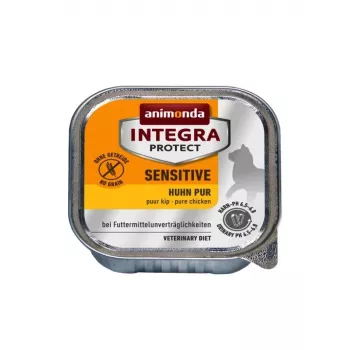 Natte voeding voor katten Animonda Integra Protect Sensitive Pure Chicken 100 g, graanvrij, glutenvrij, voor volwassen katten, allergieondersteuning