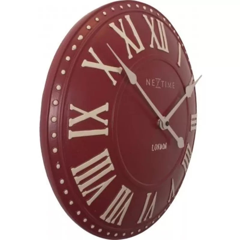 NeXtime klok 3083ro London Roman, Ø34.5 cm, wandklok, rood/wit