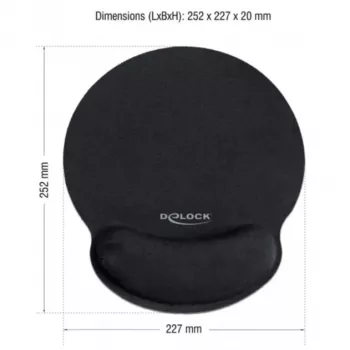 Delock Ergonomische muismat met polssteun zwart 252x227 mm