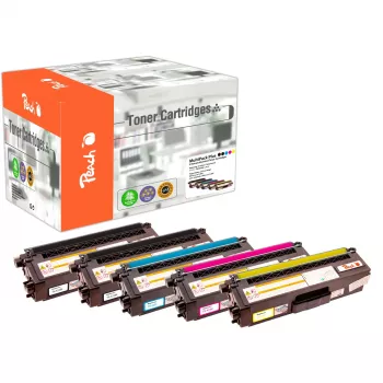 Peach PT844 tonercartridge 5 stuks compatibel zwart, cyaan, magenta, geel