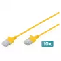 Patchkabel CAT6 U-UTP slank, DIGITUS, 0,3 m, geel, 10-pack
