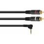 Adapterkabel Omnitronic 3,5-mm-haakse jackplug naar 2x cinch, 3 m lengte, model 30225012