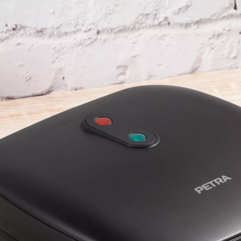Elektrische grill Petra PT4366MBLKVDE zwart met antiaanbaklaag en verstelbare temperatuur