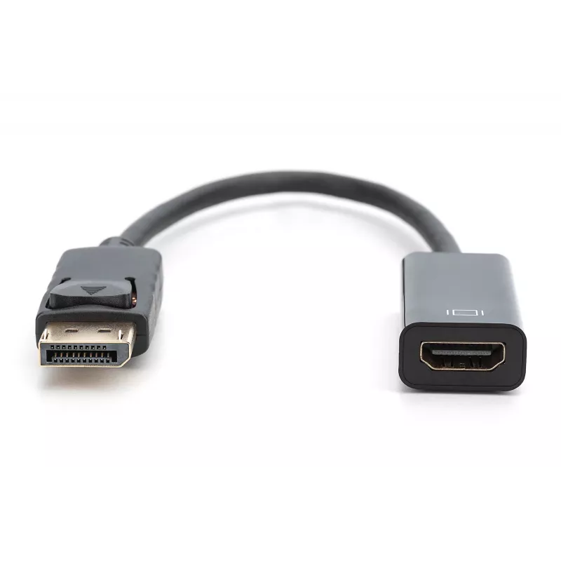 DIGITUS adapter, DisplayPort stekker - HDMI A bus DisplayPort standaard 1.1a, UL20276 gecertificeerd, AWG28 (DB-340400-001-S)