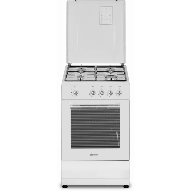 Simfer fornuis 4401SGRBB kookplaattype gas oventype gas wit breedte 50 cm 49 L diepte 55 cm