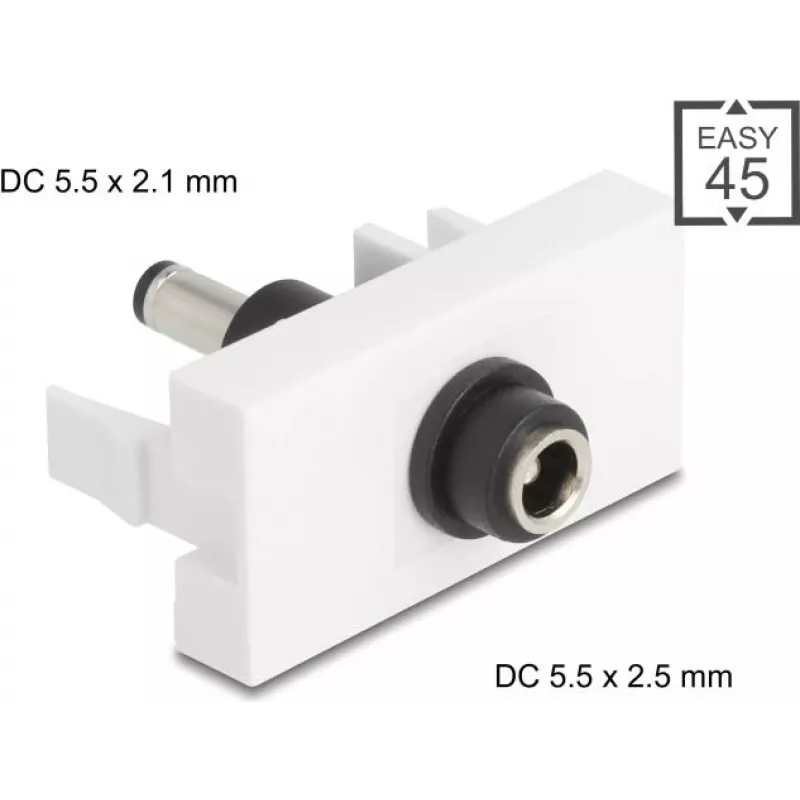 Aansluiting DELOCK Easy 45 module DC 5,5×2,5 mm naar DC 5,5×2,1 mm, model 90864