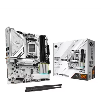 Moederbord ASRock B850M Steel Legend WiFi — AMD B850, socket AM5, microATX, DDR5, 4 DIMM, Wi-Fi 7, 2.5Gb LAN
