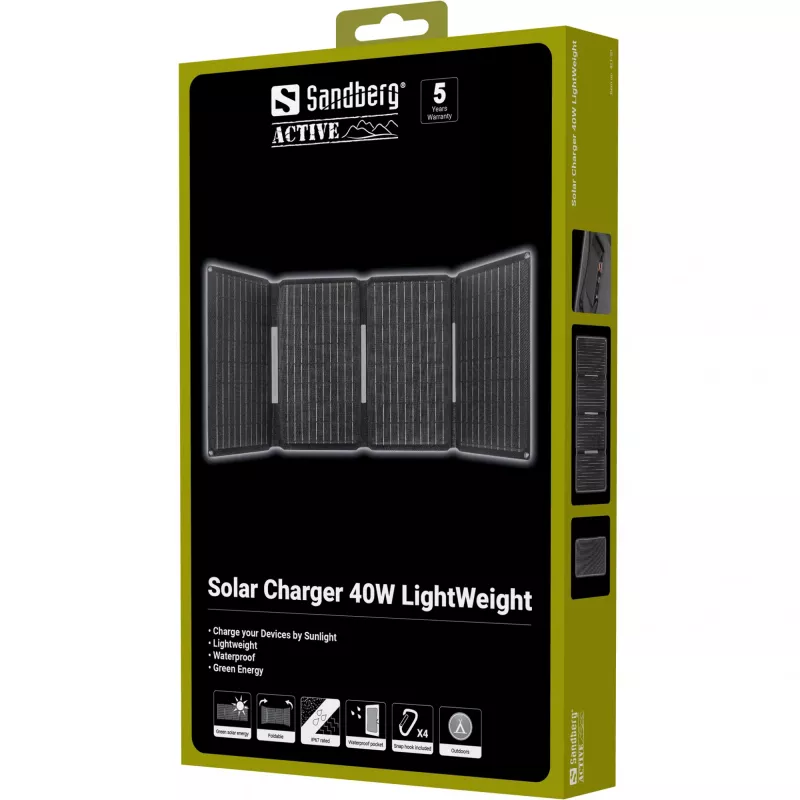Zonne-oplader SANDBERG 421-20 40W licht – draagbaar zonnepaneel, 40 W uitgang