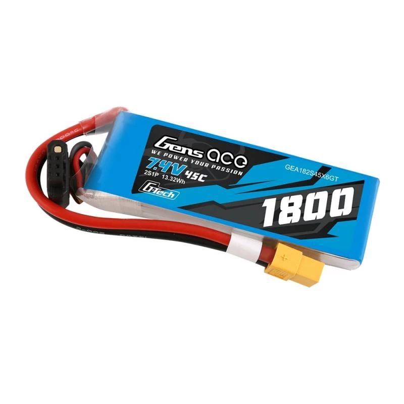 GensAce G-Tech LiPo 1800mAh 7.4V 45C 2S1P XT60 accu