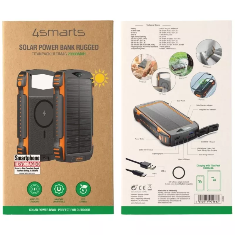 Draagbare batterij 4smarts TitanPack UltiMag 20000 mAh