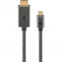USB-gevlochten adapterkabel, USB-C-stekker > HDMI-stekker, 4K / 60Hz (zwart/zilver, 2 meter)
