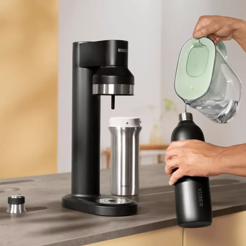BRITA carbonisatiefles 650 ml, RVS, zwart, vaatwasbestendig