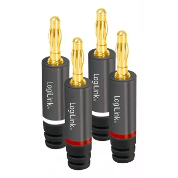 LogiLink bananenstecker-set, 4-delig (2 paar) voor kabeldiameter tot 4 qmm, schroefdesign zorgt voor - 1 stuk (CA1212)