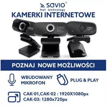 Savio internetcamera webcam USB Full HD met ingebouwde microfoon