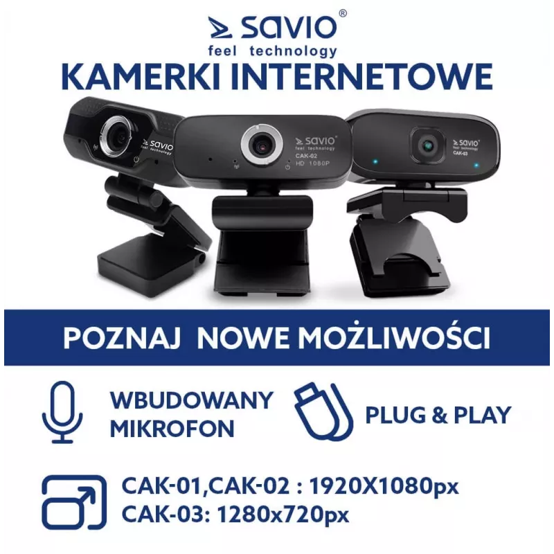 Savio internetcamera webcam USB Full HD met ingebouwde microfoon